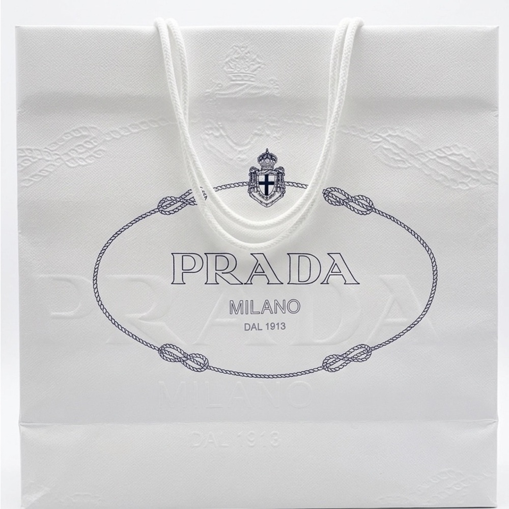 Prada White Embossed Gift Bag